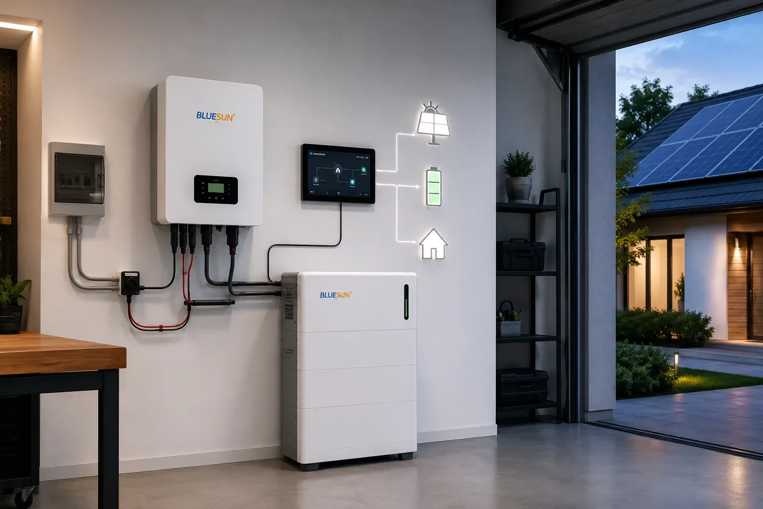 Modernes Solarenergiespeichersystem mit Lithium-Batterie-Backup