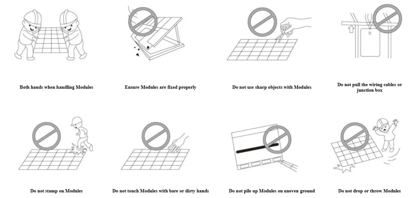 Solar module handling and installation safety instructions