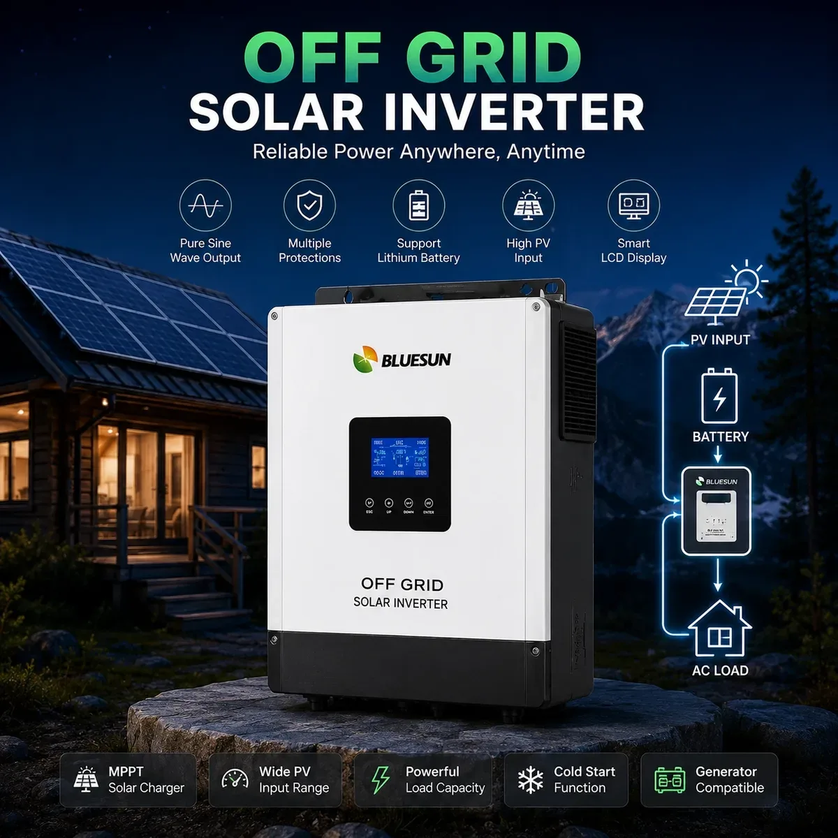 Inverter solare off-grid per sistemi solari remoti