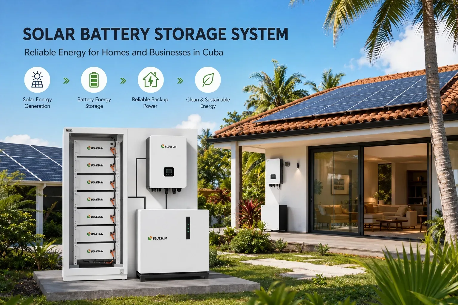 Zonnebatterij-opslagsysteem voor woningen en bedrijven in Cuba