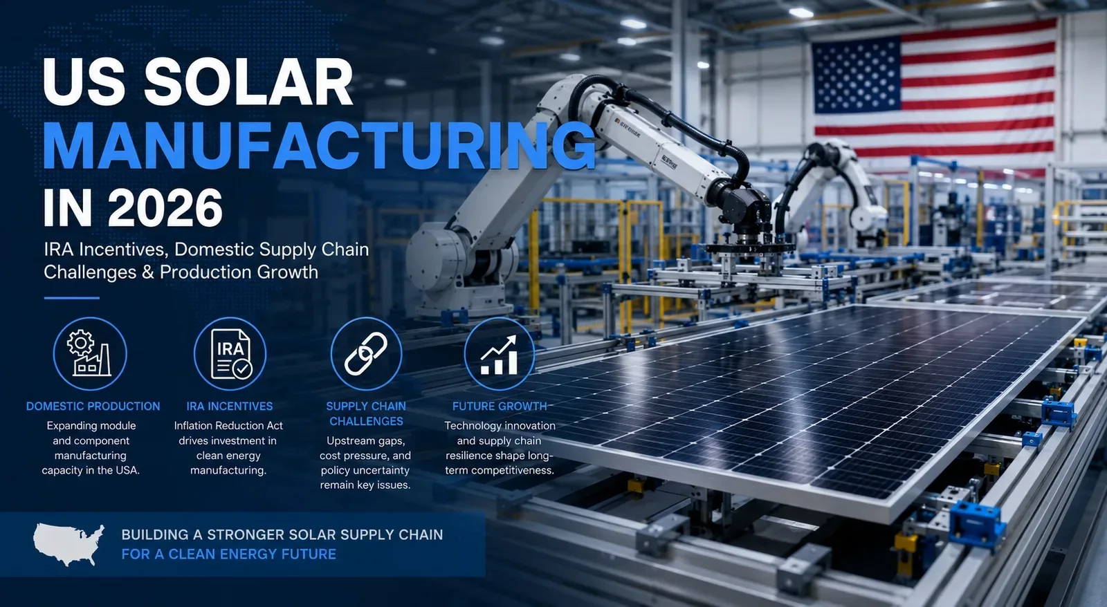 Produzione solare statunitense nel 2026 con linea automatizzata di produzione di pannelli solari