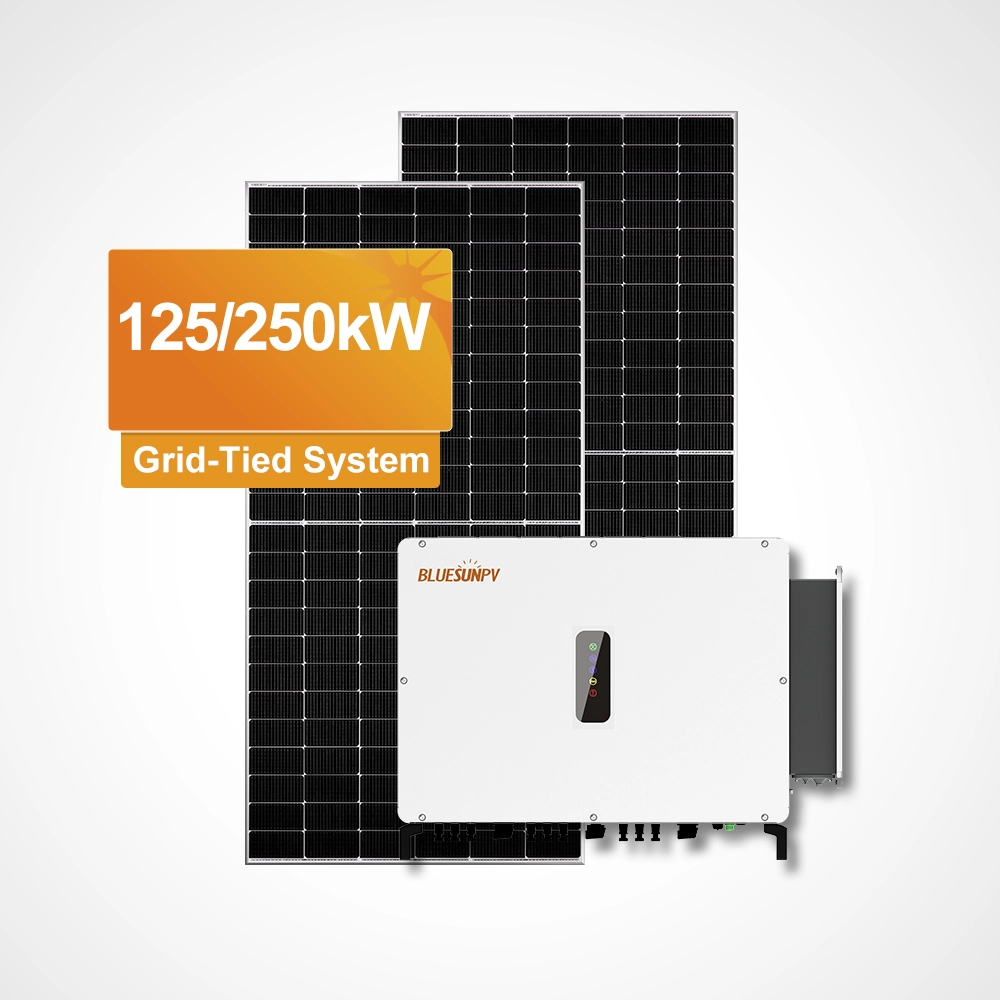Sistema de energ&iacute;a solar comercial e industrial conectado a red de 125/250kW