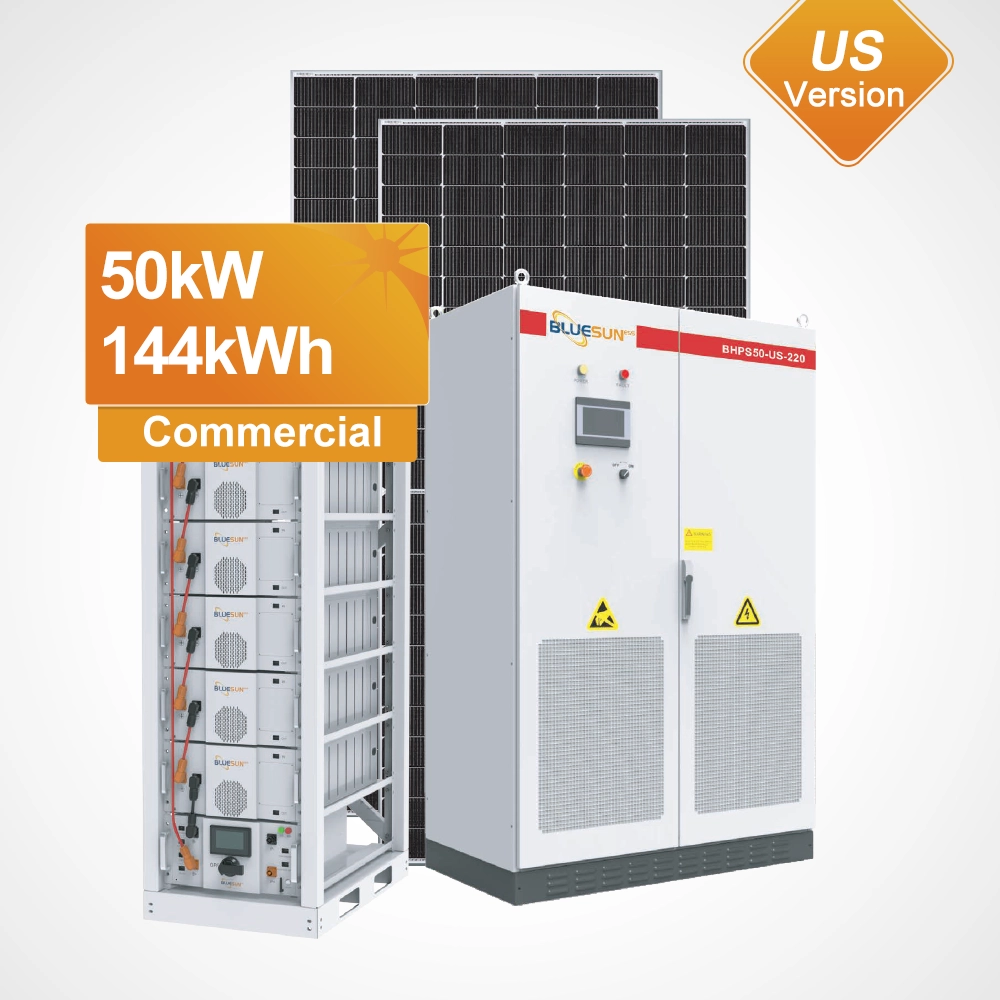 Sistema integrado de energ&iacute;a solar y almacenamiento en bater&iacute;a de 50kW / 144kWh