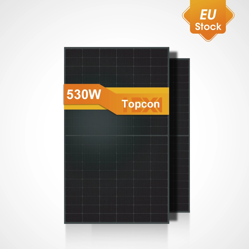Panel solar bifacial tipo N TOPCon Full Black de 530W de Bluesun