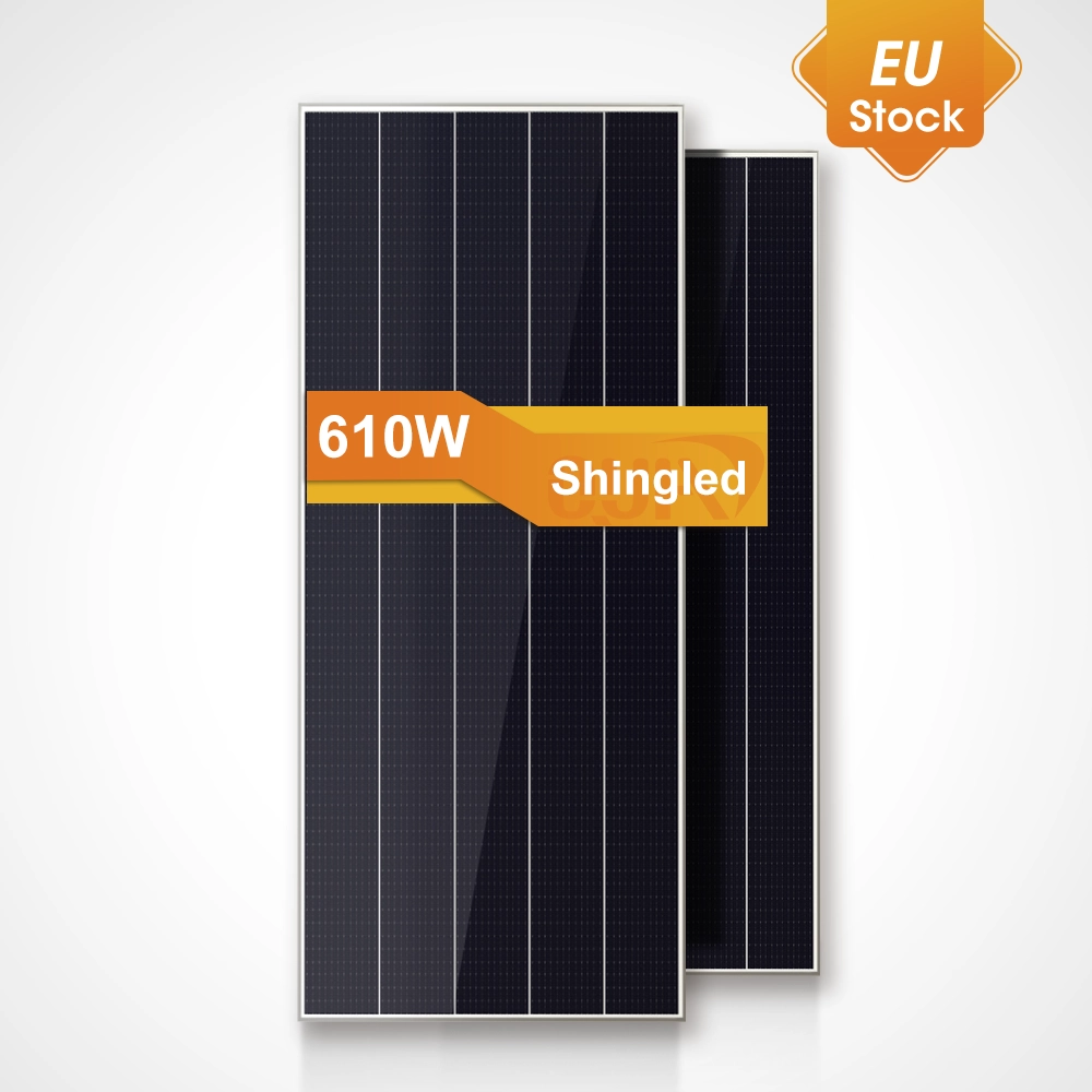 Panel solar shingled de doble vidrio de 610W para aplicaciones comerciales y a escala de utility
