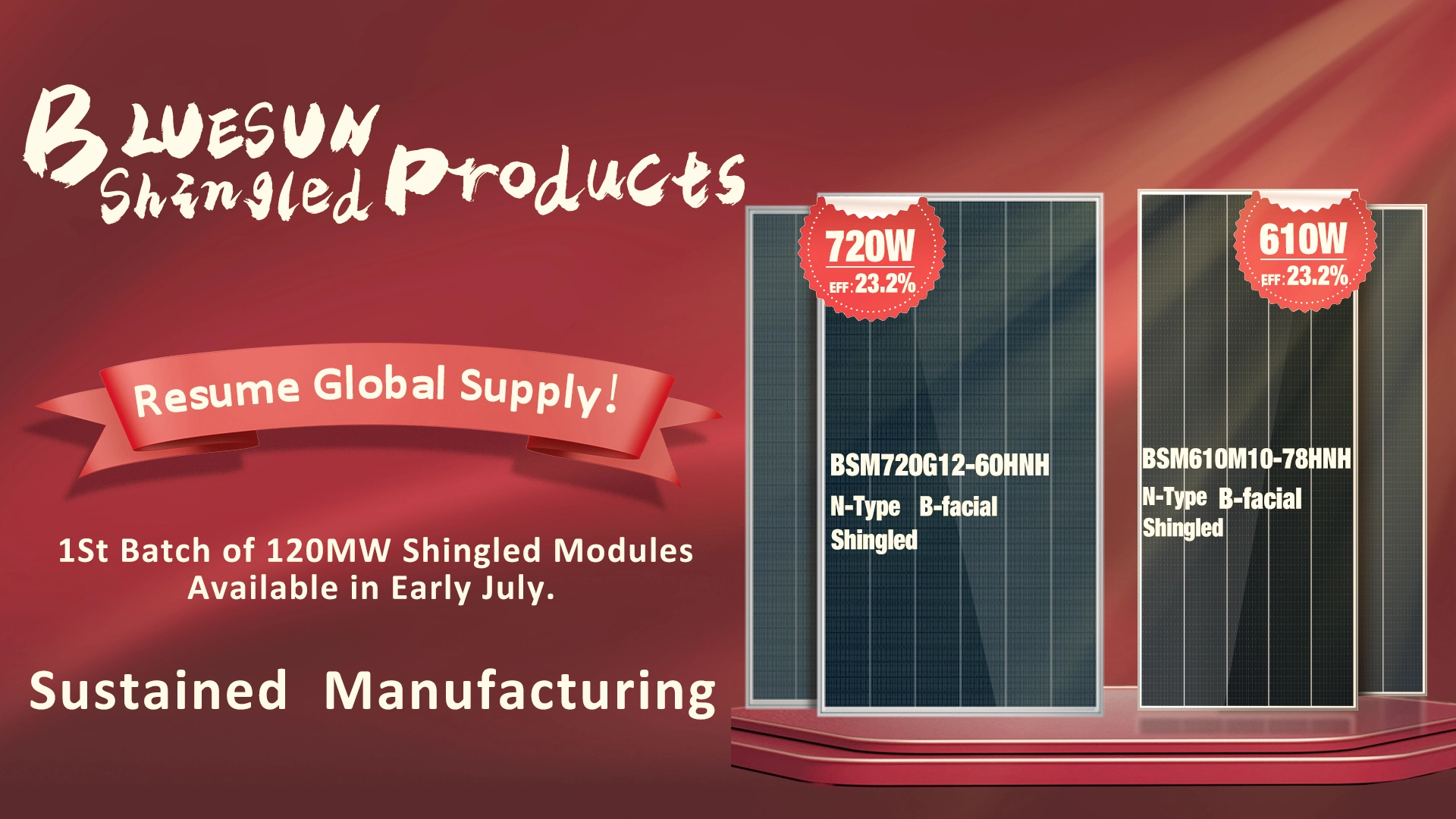 Bluesun New High-Efficiency 610W & 720W Shingled Solar Modules