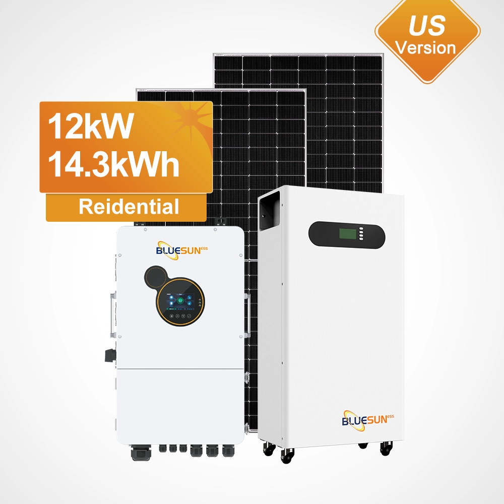 Sistema de energ&iacute;a solar aislado de 12kW para EE. UU. con bater&iacute;a de litio vertical de 14,3kWh