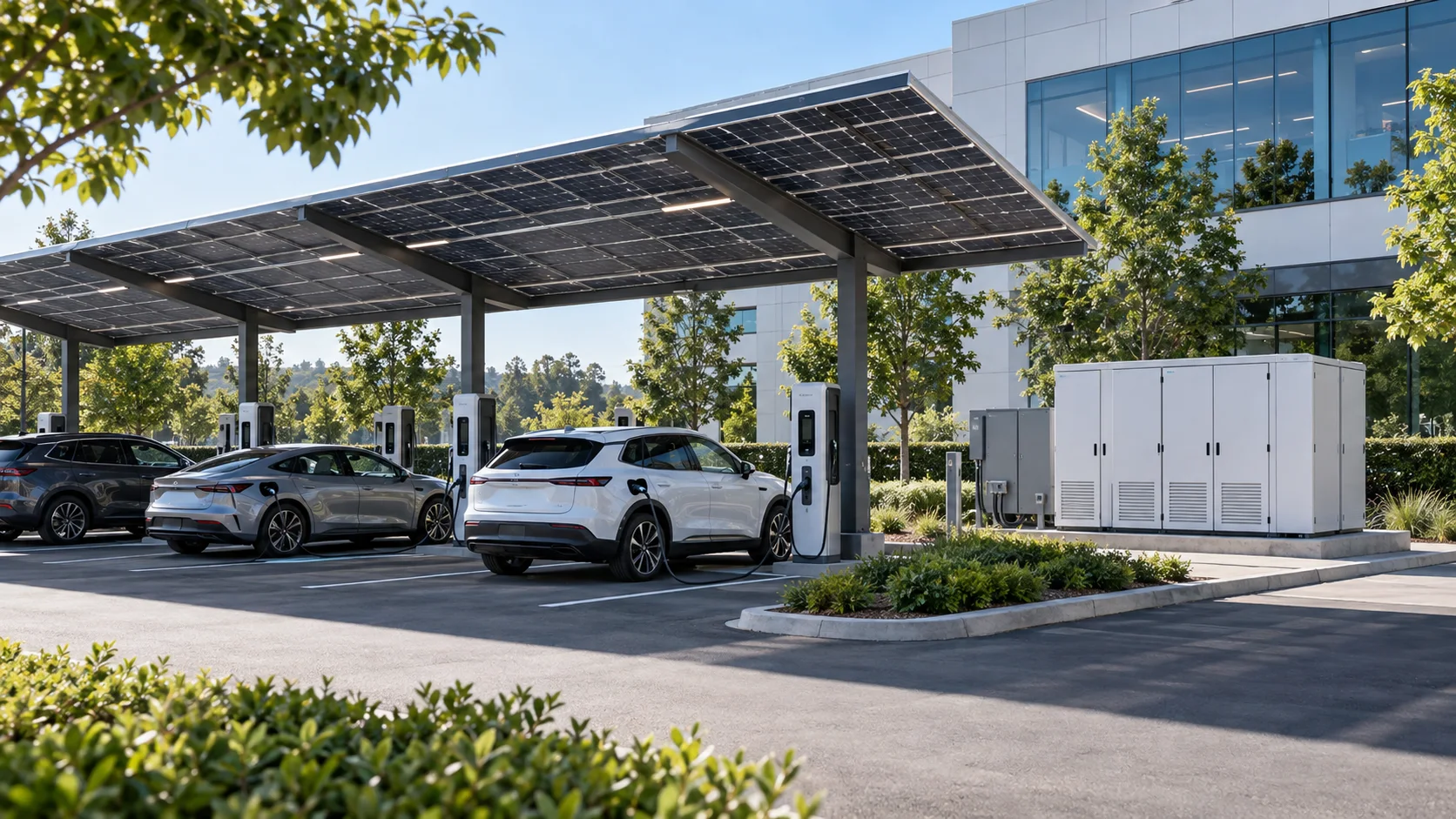 EV Charging with solar and commercial energy storage
