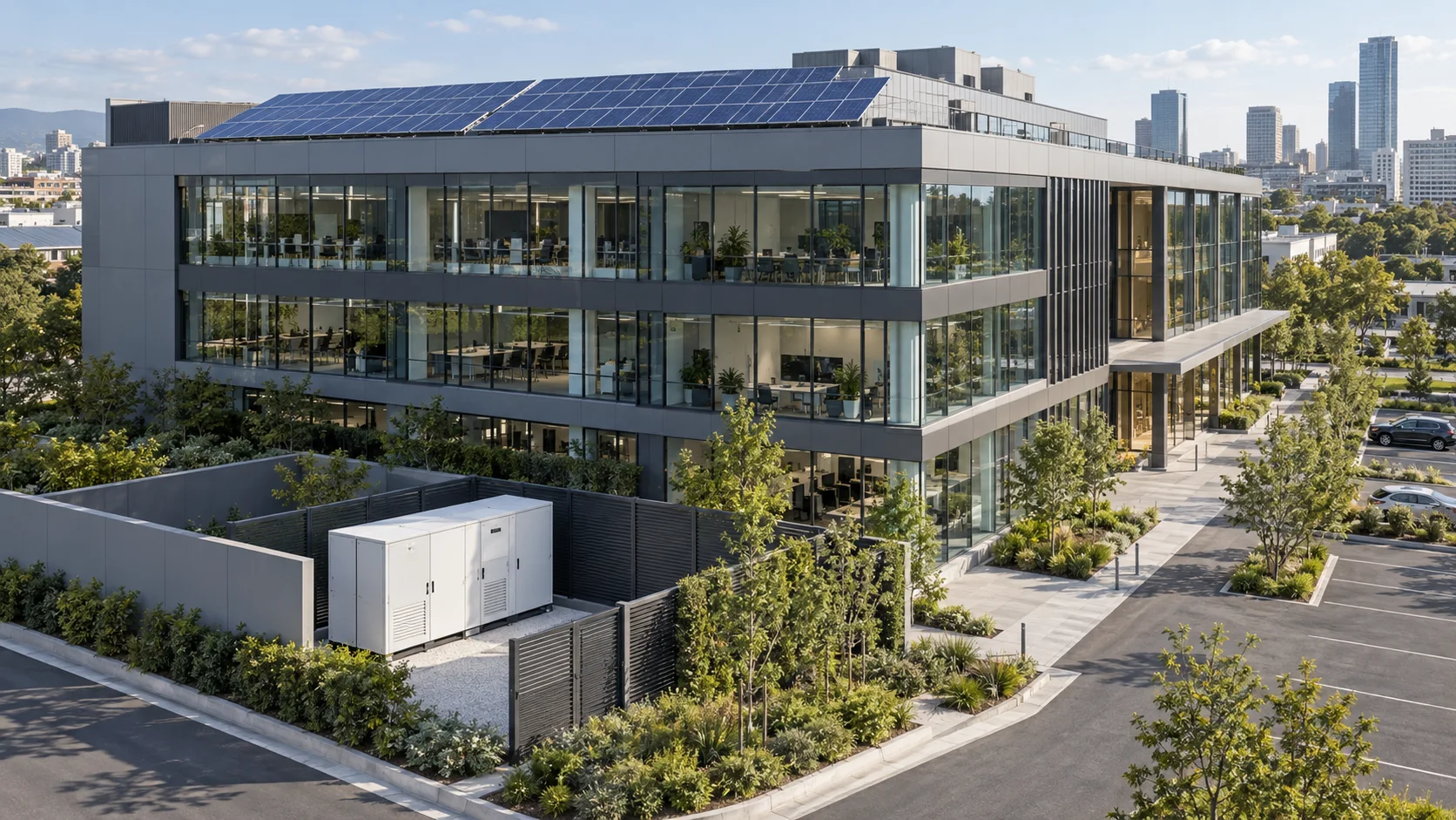 Commercial Buildings with solar and commercial energy storage