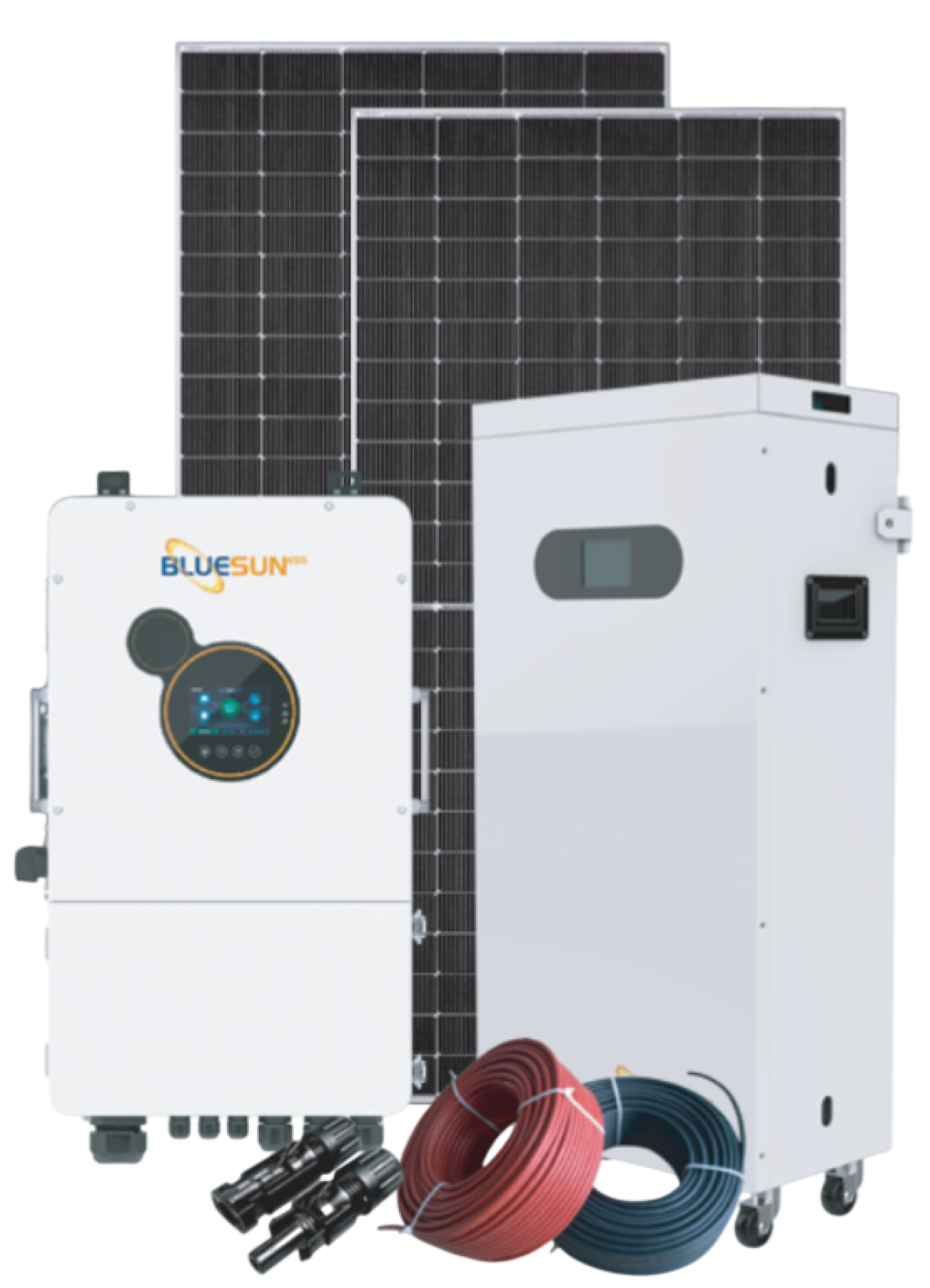 Bluesun système de stockage solaire résidentiel US 12kW avec des modules PV, un onduleur et une batterie verticale