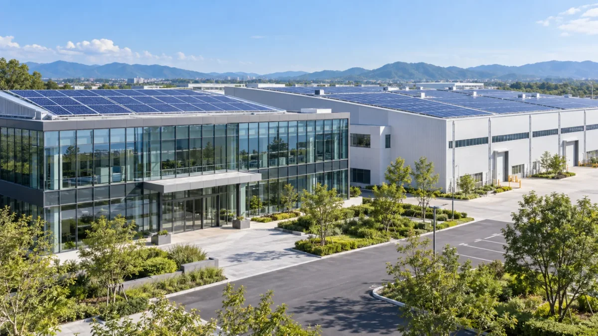 Solarmodule auf einer Gewerbeimmobilie
