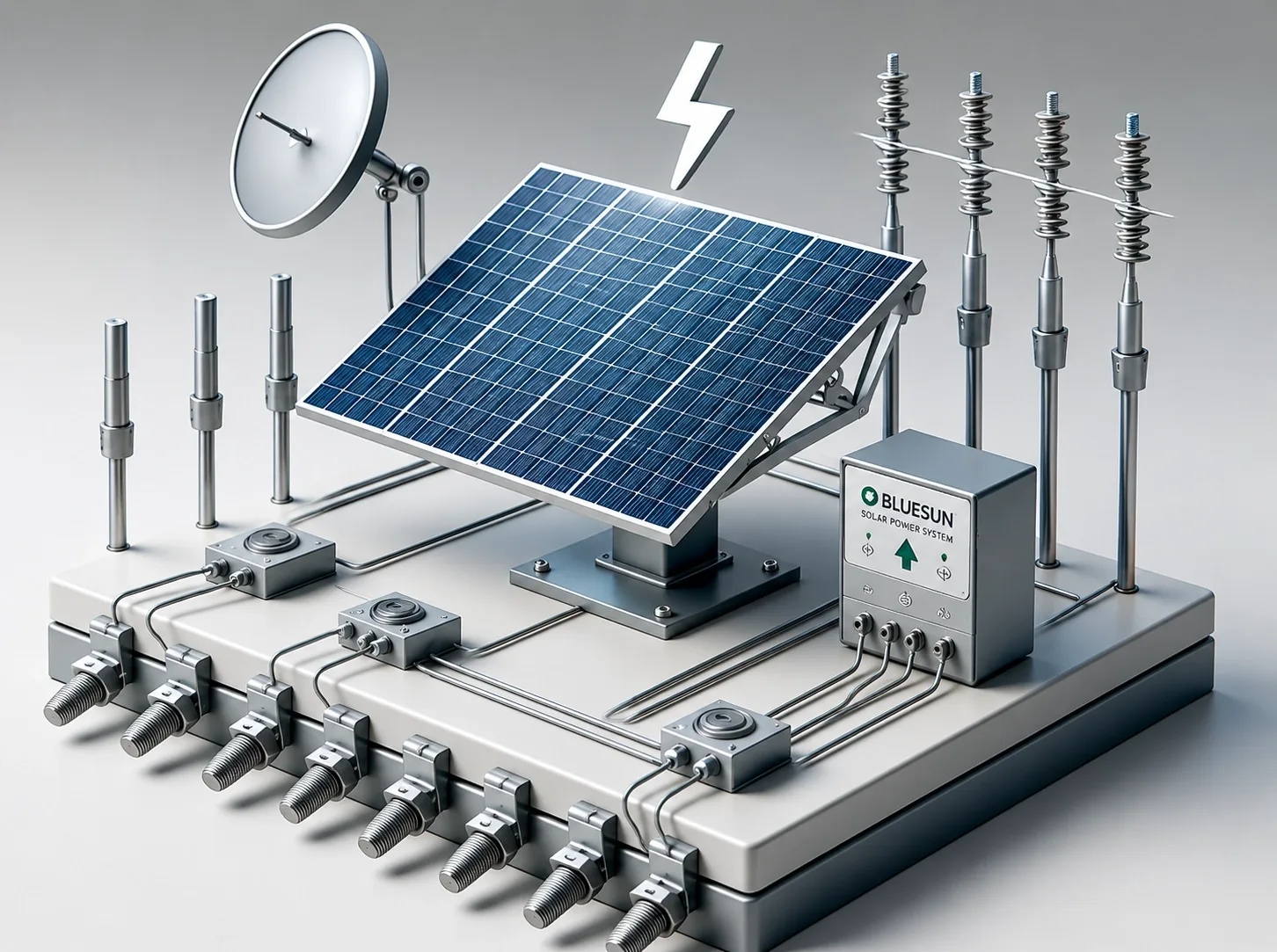 Diagrama de puesta a tierra y protecci&oacute;n contra rayos de sistemas fotovoltaicos para instalaciones de energ&iacute;a solar