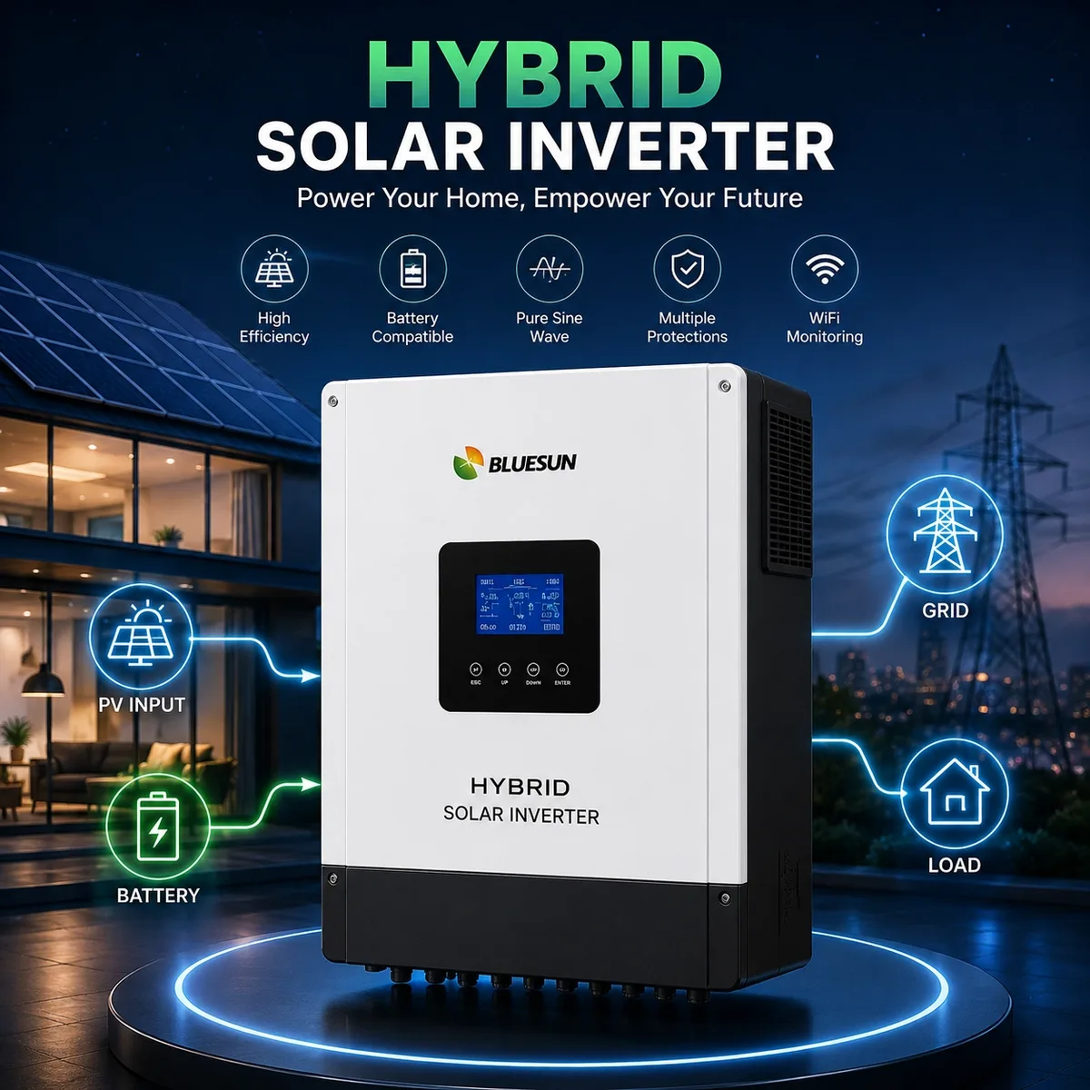 Hybrid solar inverter for residential energy storage system