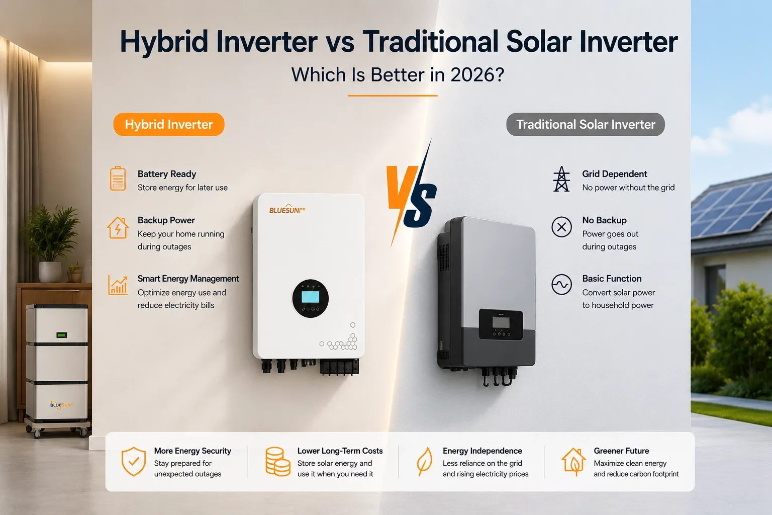 Hybrid inverter and traditional solar inverter comparison for residential solar systems