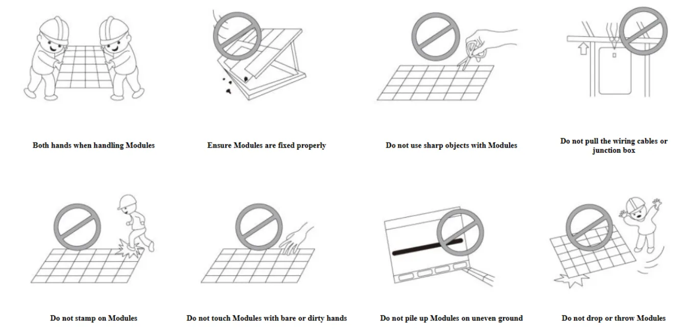 Solar module handling and installation safety instructions